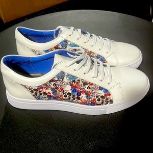 Robert Graham Mens White Skull Sneakers Shoes (NWOB)